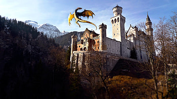 Dragon Castle, dragon, castle, graphics HD wallpaper