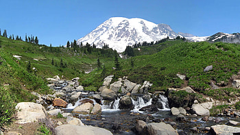 Nature, Rivers, Mountains, Usa, United States, Washington, Rainier HD wallpaper