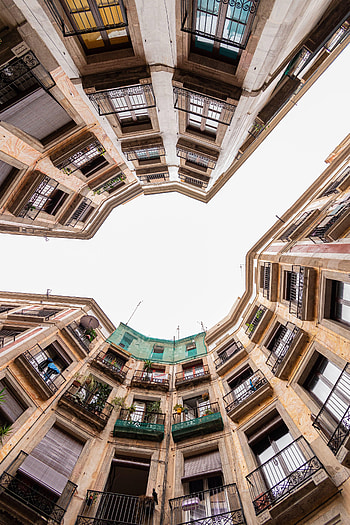 Cities, Sky, Architecture, Building, Facade, Bottom View, Balcony HD phone wallpaper