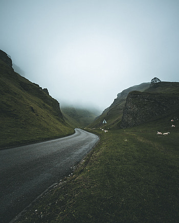 Nature, Mountains, Road, Turn, Fog HD phone wallpaper