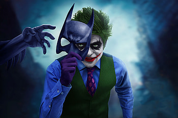 Joker With Batman Mask Off, joker, cosplay, behance, artist, superheroes, supervillain HD wallpaper