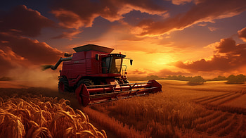 Harvester at Sunset, harvest, vehicle, harvester HD wallpaper