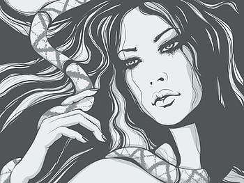 Vector, Girl, Snake, Hair, Graphics, Face HD wallpaper