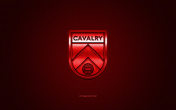 Cavalry FC, Canadian soccer club, red logo, red carbon fiber background, Canadian Premier League, soccer, Alberta, Canada, Cavalry FC logo HD wallpaper