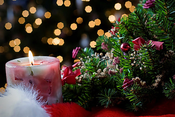 Christmas candle, winter, nice, holiday, santa, new year, mood, flame, beautiful, tree, still life, decoration, candle, pretty, christmas, light, lights, branches, lovely HD wallpaper