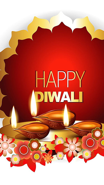 Happy Diwali, orange, red HD phone wallpaper