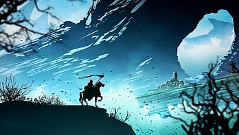 Horse rider, warrior, banner, art HD wallpaper