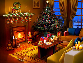 The stockings were hung by the chimney with care, winter, home fire, christmas eve, living room, gifts, fireplace, stockings, tree HD wallpaper