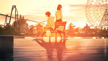 Everlasting Evening , anime-couple, anime-girl, anime-boy, artist, artwork, digital-art, love HD wallpaper