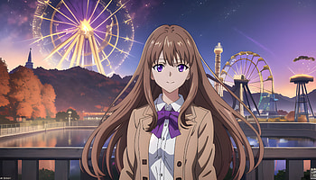 A girl in a theme park, AI Art, Anime, girl, anime girl HD wallpaper