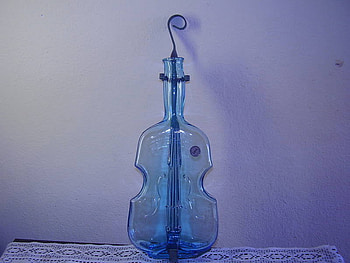 Blue violin, blue, decoration, abstract, glass, ornament, violin HD wallpaper