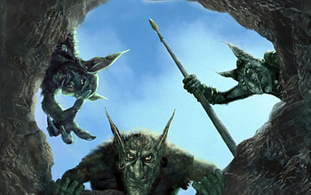 Reality Breakthrough, artwork, abstract, hole, fantasy, goblins, sky, orcs, spear HD wallpaper