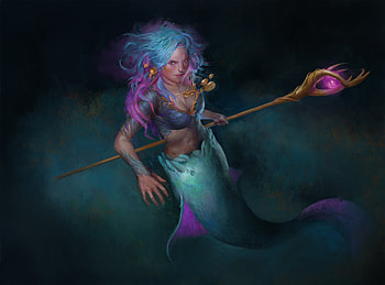 Mermaid, punk, blue, stanislav dikolenko, girl, summer, fantasy, luminos, vara, siren HD wallpaper