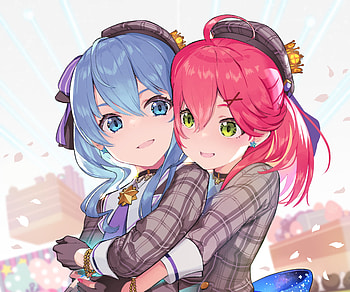 Hoshimachi Suisei & Sakura Miko, hololive, Sakura Miko, Hoshimachi Suisei, Anime, Virtual Youtuber HD wallpaper
