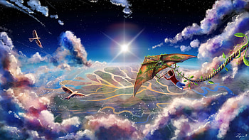 Art, Clouds, Flight, Boy, Kite HD wallpaper