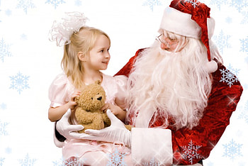 Dear Santa,Thank You for the Gift!, teddy bear, girl, conversation, christmas time, together, santa HD wallpaper