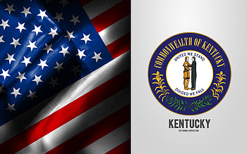 Seal of Kentucky, USA Flag, Kansas emblem, Kentucky coat of arms, Kentucky badge, American flag, Kentucky, USA HD wallpaper
