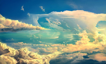 Sky, Art, Clouds, Dragon HD wallpaper