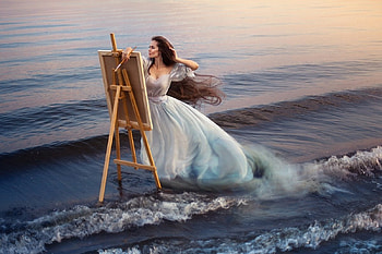 Lovely Girl, sea, model, water, woman HD wallpaper