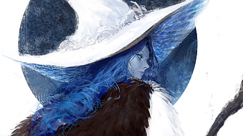 Blue Hair Ranni the Witch With Big White Hat Elden Ring HD wallpaper