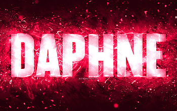 Happy Birtay Daphne, , pink neon lights, Daphne name, creative, Daphne Happy Birtay, Daphne Birtay, popular american female names, with Daphne name, Daphne HD wallpaper