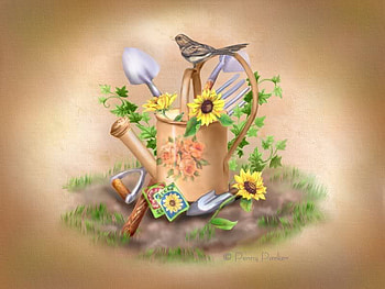 Penny Parker gardening, art, flower, garden, penny parker, sunflower HD wallpaper
