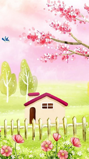 Cute Summer, Garden, Painting HD phone wallpaper