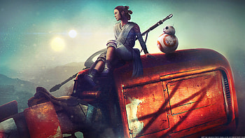 Star Wars The Force Awakens , rey, bb-8, star-wars, digital-art, deviantart, artist, artwork HD wallpaper