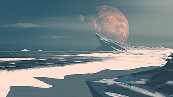Moon Ocean Digital Art, moon, ocean, artist, artwork, digital-art, deviantart HD wallpaper