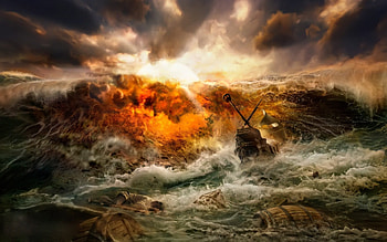 Shipwreck Floating On The Stormy Ocean ... HD wallpaper