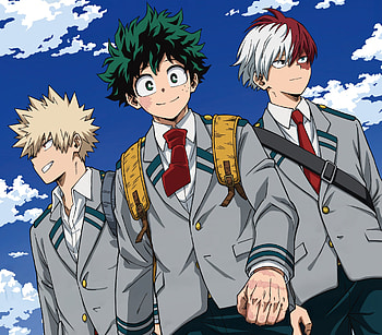 My Hero Academia: Deku, Bakugo & Todoroki — Quad, Anime, My Hero Academia, Katsuki Bakugou, Izuku Midoriya, Shoto Todoroki HD wallpaper