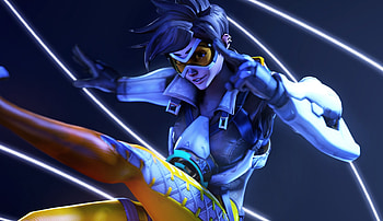 Tracer, overwatch, artwork, yellow sunglasses, game HD wallpaper