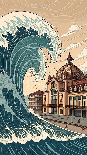 Boardwalk Tsunami — , wave HD phone wallpaper