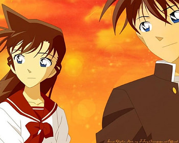 Ran & Shinichi, Sunset, Ran Mouri, Shinichi Kudo, Detective Conan, Male, Female, Cute HD wallpaper