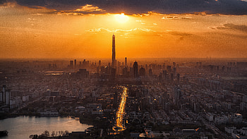 Cities, Sunset, City, Skyscrapers, China, Tianjin HD wallpaper