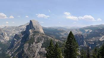 mountain, trees, nature, fun HD wallpaper