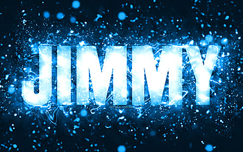 Happy Birtay Jimmy, , blue neon lights, Jimmy name, Jimmy Happy Birtay, Jimmy Birtay, popular american male names, with Jimmy name, Jimmy HD wallpaper