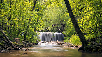 Hidden Falls in Nerstrand Big Woods State Park, Minnesota, river, trees, cascade, forest, usa HD wallpaper
