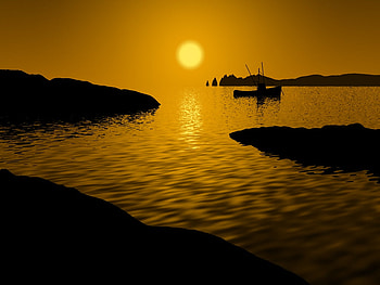 Night, sea, moon, water HD wallpaper