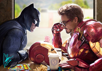 Iron Man And Batman, iron-man, batman, superheroes, behance, artwork, artist HD wallpaper