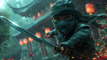 Chibi Ninja Warrior, ninja, chibi HD wallpaper