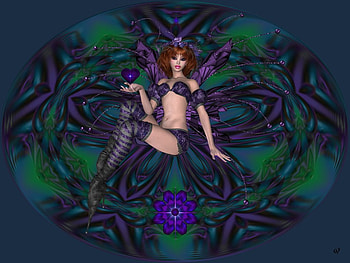 Spell of the Purple Fairy, eye candy, abstract, 3d, fractal, collage HD wallpaper