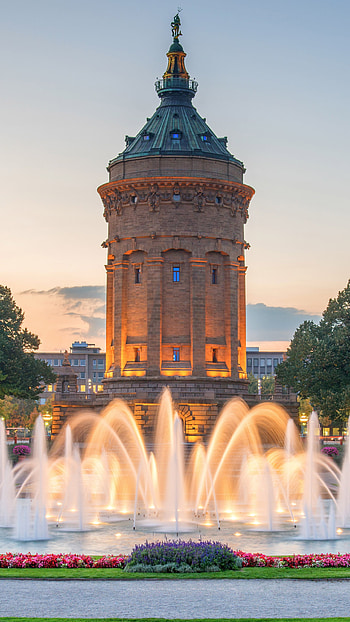 Mannheim Water Tower, Germany, man made HD phone wallpaper