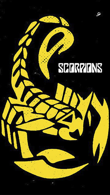 SCORPIONS WALL, black, yellow, logo HD phone wallpaper
