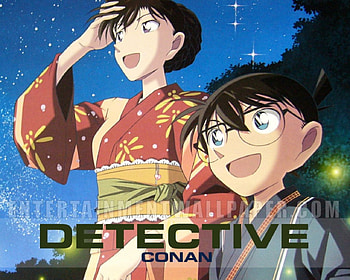 Detective Conan, Megane, Ran Mouri, Firefly, Female, Stars, Beautiful, Conan Edogawa, Kimono, Male HD wallpaper