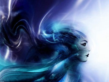 Woman in Blue, blue, profile, face, light HD wallpaper