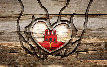 I love Gibraltar, , wooden carving hands, Day of Gibraltar, Flag of Gibraltar, creative, Gibraltar flag, Gibraltar flag in hand, Take care Gibraltar, wood carving, Europe, Gibraltar HD wallpaper
