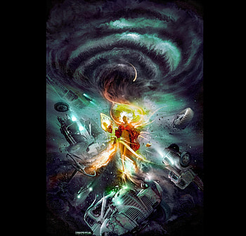 Antonymic Cyclone, destruction, cg, 3d, fantasy, , digital art, girl, damage HD wallpaper
