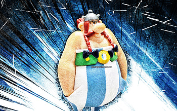 Asterix, grunge art, Asterix the Gaul, blue abstract rays, comic characters, Asterix HD wallpaper