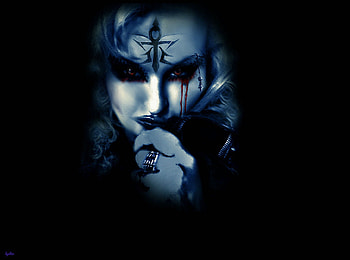 the skull f** cking princess, manipulated, blue, curls, ring, cross, redeyes, , darkness, new, blood, female, gothic, other, cold, underworld, vampire, woman, devious, red, tribal, silver, queen, ice HD wallpaper